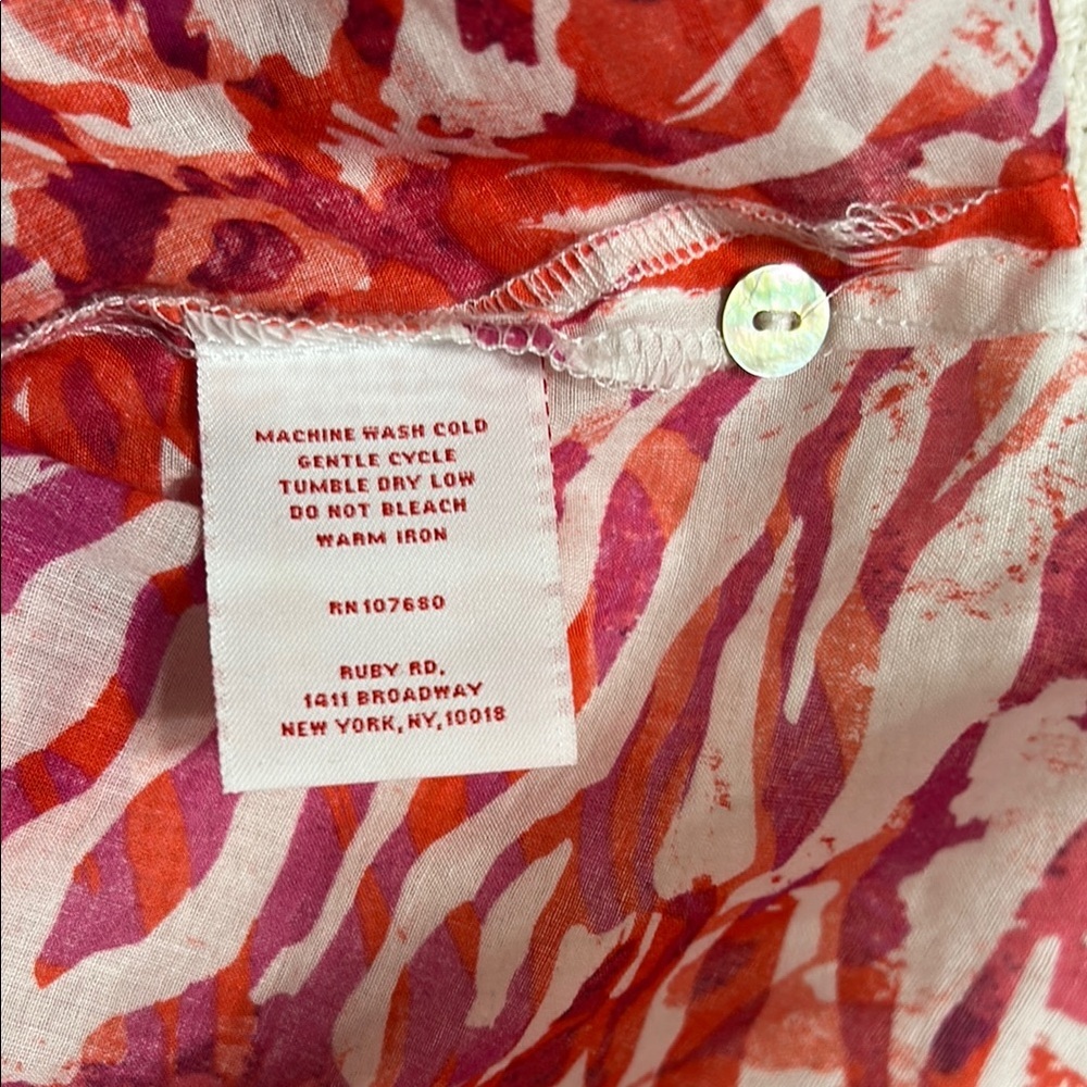 Ruby Rd Vibrant Pink And Red Sheer Button-Up Blou… - image 6